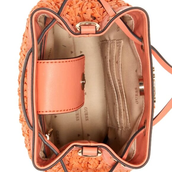 GUESS LIGURIA CROCHET STRAW BUCKET BAG - BRAND NEW with original DUST BAG - CORA - Picture 6 of 8